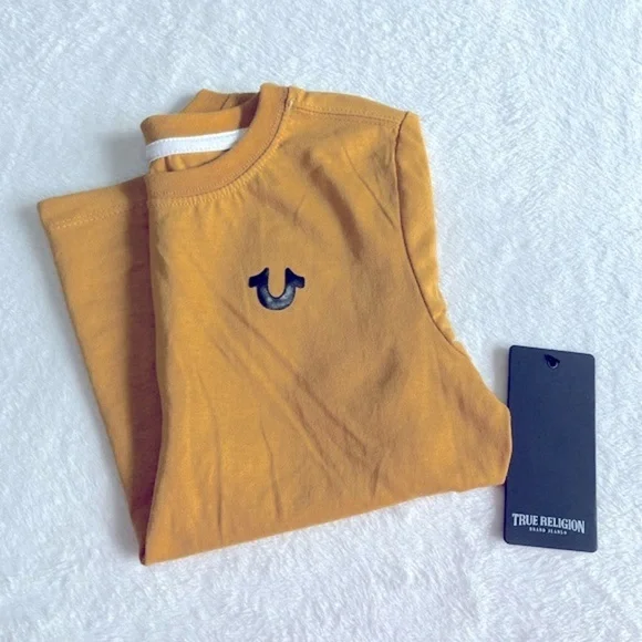 NWT True Religion size youth large (7) mustard yellow graphic short sleeve tee - Picture 5 of 5